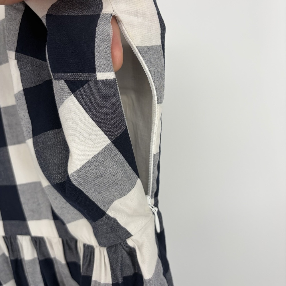 J.Crew Navy Buffalo Plaid Midi Dress 0 Nautical Boat Coastal Preppy Summer Fall - Picture 8 of 15
